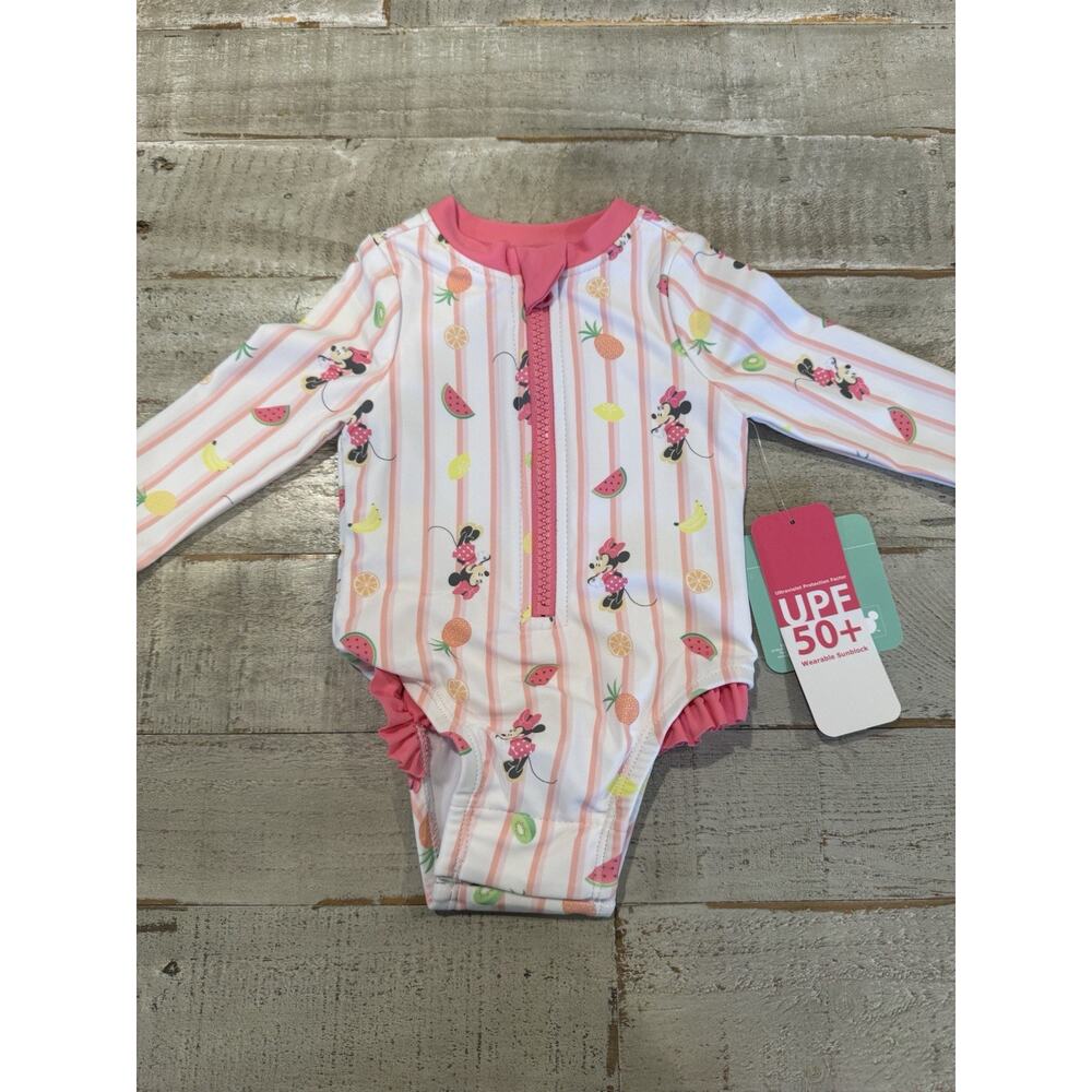 Old Navy Disney Minnie Mouse One Piece Swim Rashgaurd Girls 0-3 Months NWT